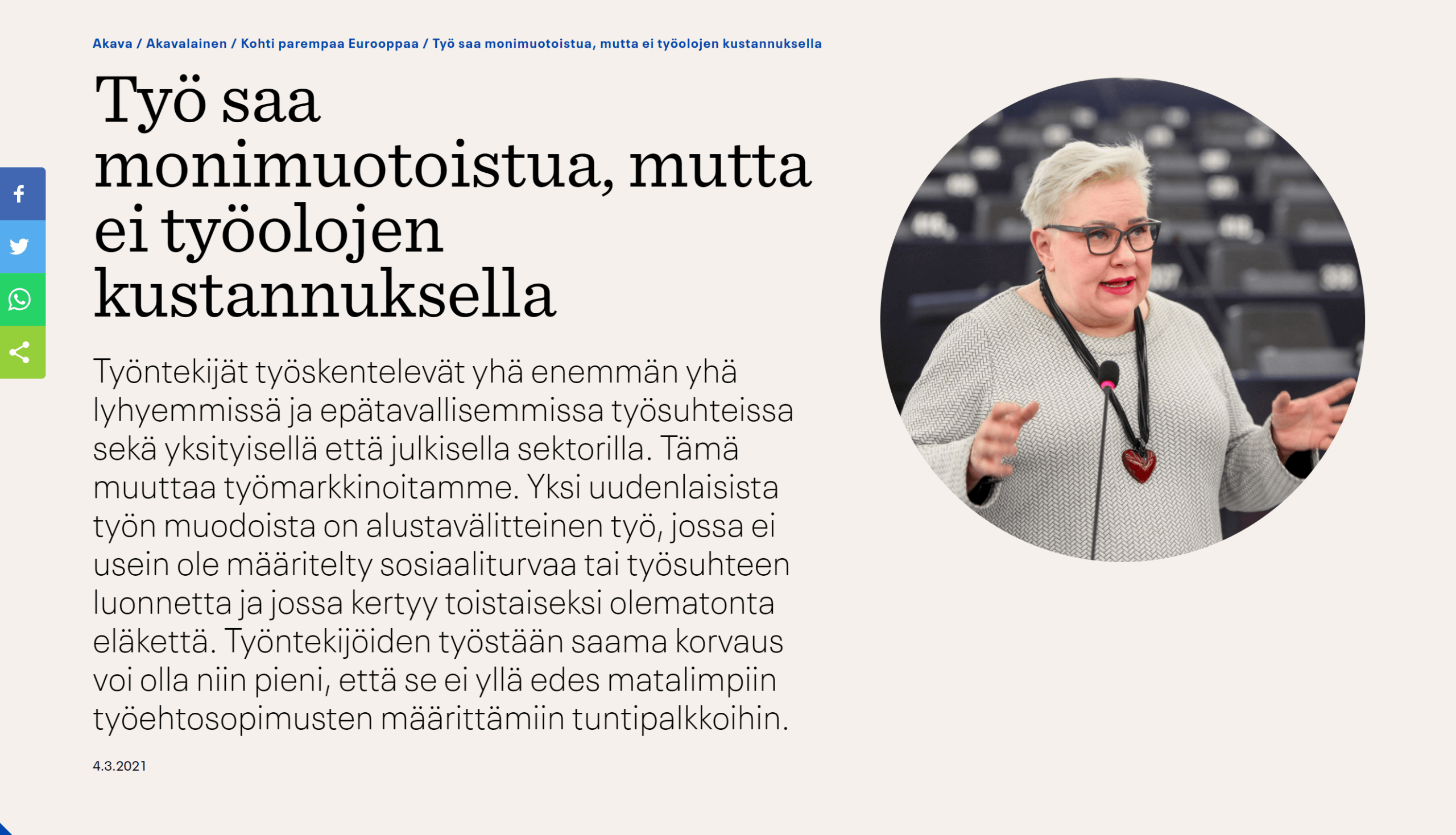 Työ saa monimuotoistua, mutta ei työolojen kustannuksella